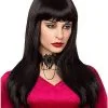 Spirit Halloween Long Black Wig With Bangs -Costume Themes Shop 00531681 a