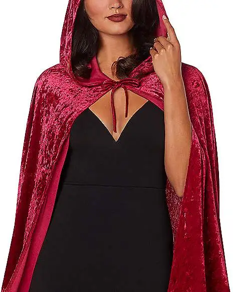 Spirit Halloween Burgundy Hooded Cape 4 Spirit Halloween Burgundy Hooded Cape - Image 2