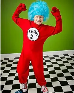 Spirit Halloween Kids Thing 1 And Thing 2 One Piece Costume - Dr. Seuss