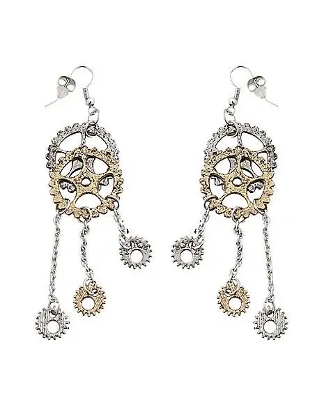 Spirit Halloween Steampunk Gear Dangle Earrings 3 Spirit Halloween Steampunk Gear Dangle Earrings