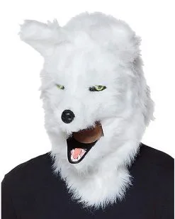 Spirit Halloween Moving Mouth White Wolf Full Mask -Costume Themes Shop 01271527 d