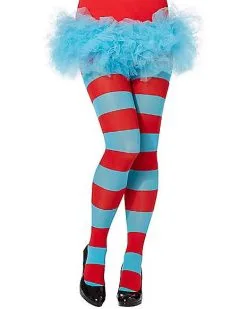Spirit Halloween Thing 1 And 2 Striped Tights - Dr. Seuss