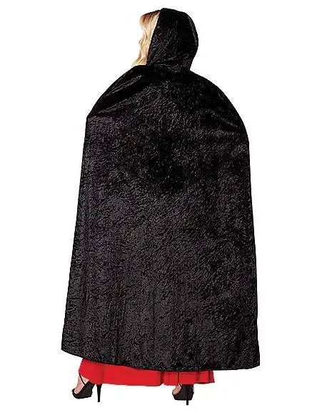 Spirit Halloween Black Velvet Hooded Womens Cape 4 Spirit Halloween Black Velvet Hooded Womens Cape - Image 2