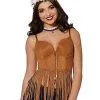 Spirit Halloween Adult Brown Suede Fringe Top -Costume Themes Shop 01315100 a