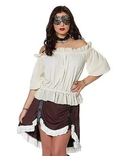 Spirit Halloween Ivory Off The Shoulder Shirt -Costume Themes Shop 01315555 a