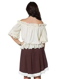 Spirit Halloween Ivory Off The Shoulder Shirt -Costume Themes Shop 01315555 b