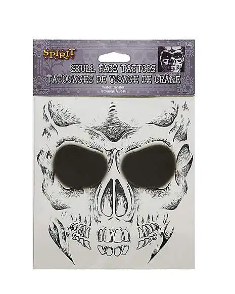 Spirit Halloween Skeleton Face Tattoo 3 Spirit Halloween Skeleton Face Tattoo