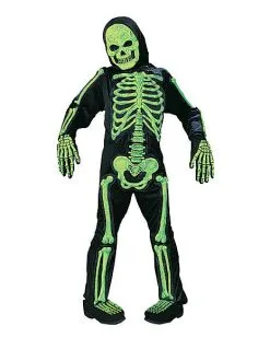 Spirit Halloween Kids Glow In The Dark Skelebones One Piece Costume