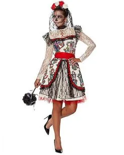 Spirit Halloween Adult Sugar Skull Bride Costume -Costume Themes Shop 01346576 c