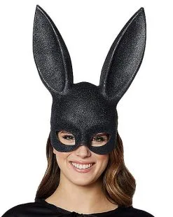 Spirit Halloween Black Glitter Bunny Mask
