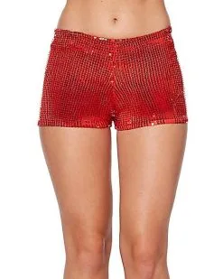Spirit Halloween Adult Red Sequin Shorts