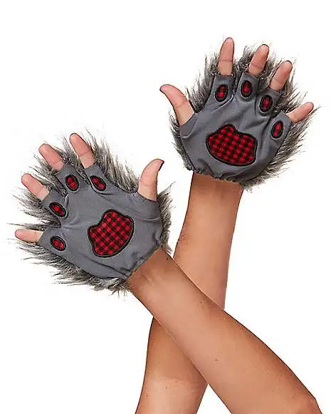 Spirit Halloween Faux Fur Wolf Gloves 4 Spirit Halloween Faux Fur Wolf Gloves - Image 2