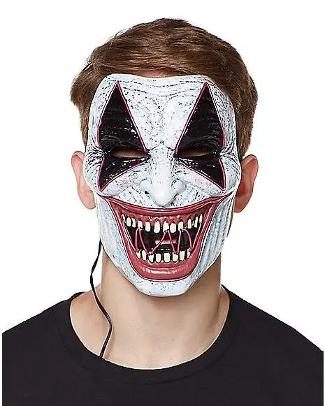 Spirit Halloween Laughing EL Wire Riot Clown Half Mask 3 Spirit Halloween Laughing EL Wire Riot Clown Half Mask