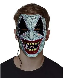 Spirit Halloween Laughing EL Wire Riot Clown Half Mask 7 Spirit Halloween Laughing EL Wire Riot Clown Half Mask -Costume Themes Shop 01359504 c