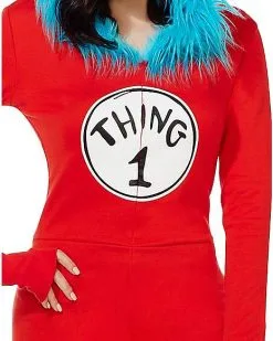 Spirit Halloween Adult Thing 1 And Thing 2 Romper Costume - Dr. Seuss 11 Spirit Halloween Adult Thing 1 And Thing 2 Romper Costume - Dr. Seuss -Costume Themes Shop 01360049 c