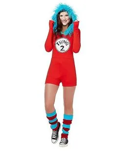 Spirit Halloween Adult Thing 1 And Thing 2 Romper Costume - Dr. Seuss 12 Spirit Halloween Adult Thing 1 And Thing 2 Romper Costume - Dr. Seuss -Costume Themes Shop 01360049 d