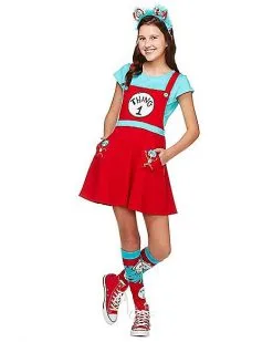 Spirit Halloween Tween Thing 1 And 2 Jumper Dress Costume - Dr. Seuss