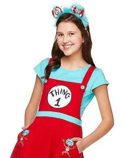 Spirit Halloween Tween Thing 1 And 2 Jumper Dress Costume - Dr. Seuss -Costume Themes Shop 01369214 c