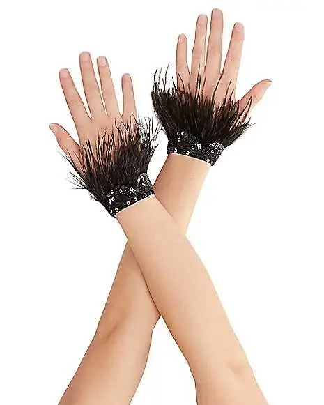 Spirit Halloween Black Faux Feather Raven Gloves 3 Spirit Halloween Black Faux Feather Raven Gloves