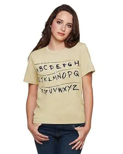 Spirit Halloween Adult Alphabet Wall T Shirt - Stranger Things 10 Spirit Halloween Adult Alphabet Wall T Shirt - Stranger Things -Costume Themes Shop 01381979 d