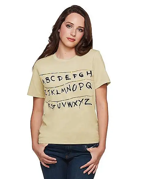 Spirit Halloween Adult Alphabet Wall T Shirt - Stranger Things 6 Spirit Halloween Adult Alphabet Wall T Shirt - Stranger Things - Image 4