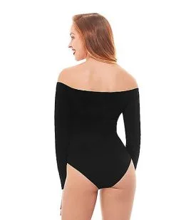 Spirit Halloween Off The Shoulder Black Bodysuit -Costume Themes Shop 01392307 b