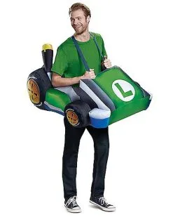 Spirit Halloween Adult Luigi Kart Inflatable Costume - Mario Kart