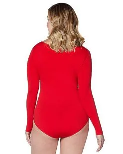 Spirit Halloween Long Sleeve Red Bodysuit -Costume Themes Shop 01394188 b