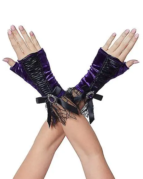 Spirit Halloween Purple Velvet Witch Gloves - Deluxe 3 Spirit Halloween Purple Velvet Witch Gloves - Deluxe
