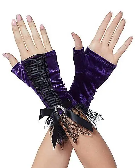 Spirit Halloween Purple Velvet Witch Gloves - Deluxe 4 Spirit Halloween Purple Velvet Witch Gloves - Deluxe - Image 2