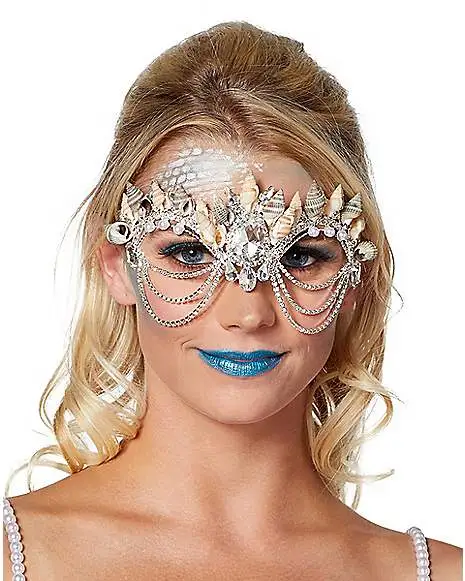 Spirit Halloween Mermaid Shell Diamond Eye Half Mask 3 Spirit Halloween Mermaid Shell Diamond Eye Half Mask