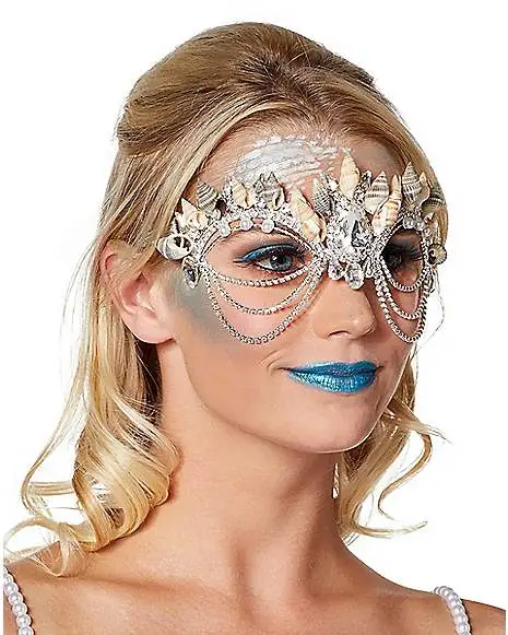 Spirit Halloween Mermaid Shell Diamond Eye Half Mask 4 Spirit Halloween Mermaid Shell Diamond Eye Half Mask - Image 2