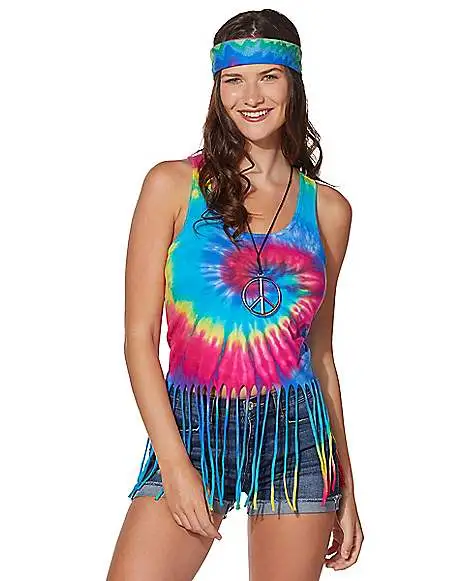 Spirit Halloween Tie Dye Fringe Tank Top 3 Spirit Halloween Tie Dye Fringe Tank Top
