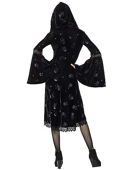 Spirit Halloween Celestial Coven Hooded Velvet Dress 4 Spirit Halloween Celestial Coven Hooded Velvet Dress - Image 2