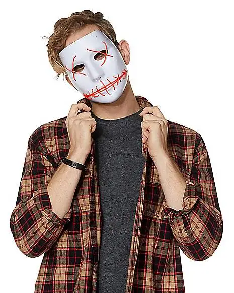 Spirit Halloween White And Red EL Wire Half Mask 3 Spirit Halloween White And Red EL Wire Half Mask