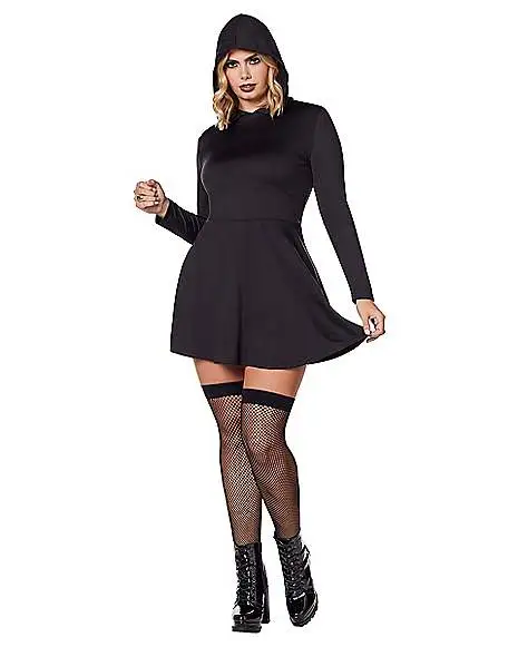 Spirit Halloween Black Hooded Dress 4 Spirit Halloween Black Hooded Dress - Image 2