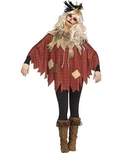 Spirit Halloween Plaid Scarecrow Poncho