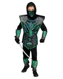 Spirit Halloween Kids Green Dragon Ninja Costume - Deluxe