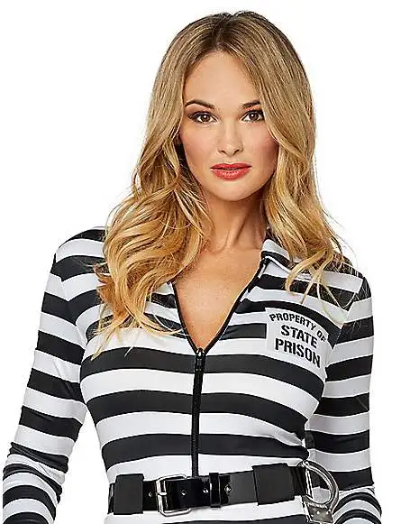 Spirit Halloween Adult Jailbird Catsuit Costume 5 Spirit Halloween Adult Jailbird Catsuit Costume - Image 3