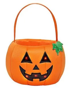 Spirit Halloween Light-Up Pumpkin Plush Treat Bucket