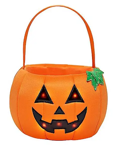 Spirit Halloween Light-Up Pumpkin Plush Treat Bucket 3 Spirit Halloween Light-Up Pumpkin Plush Treat Bucket