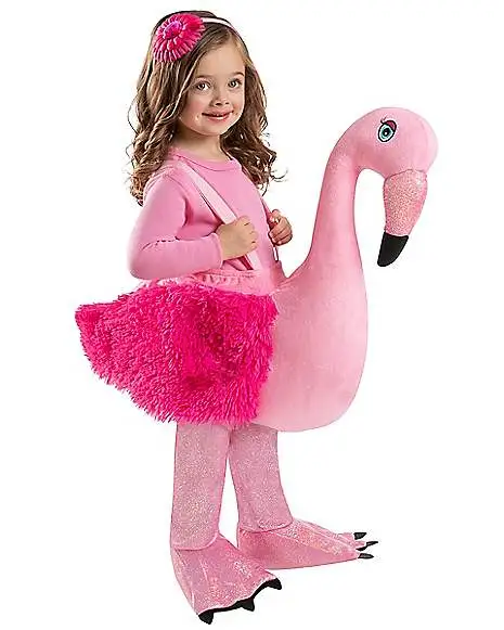 Spirit Halloween Toddler Faux Fur Flamingo Ride-Along Costume 3 Spirit Halloween Toddler Faux Fur Flamingo Ride-Along Costume