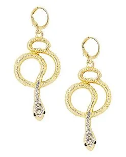 Spirit Halloween Goldtone Snake Earrings