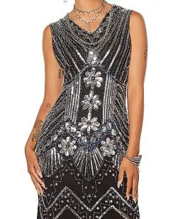 Spirit Halloween Adult Black Beaded Flapper Dress -Costume Themes Shop 01470350 d