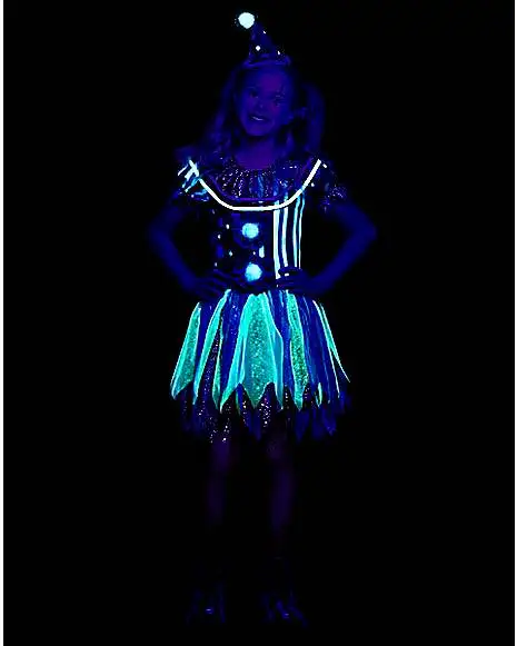 Spirit Halloween Kids Glow In The Dark Neon Clown Costume 5 Spirit Halloween Kids Glow In The Dark Neon Clown Costume - Image 3