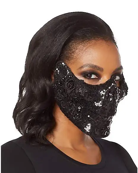 Spirit Halloween Black Skeleton Sequin Half Mask 5 Spirit Halloween Black Skeleton Sequin Half Mask - Image 3