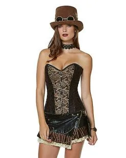 Spirit Halloween Applique Steampunk Corset