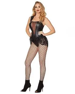 Spirit Halloween Adult Black Faux Leather And Lace Bodysuit 11 Spirit Halloween Adult Black Faux Leather And Lace Bodysuit -Costume Themes Shop 01481183 c
