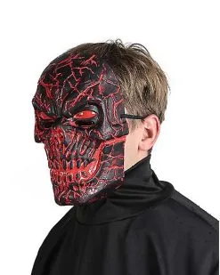 Spirit Halloween Light-Up LED Horror Scorched Skull Half Mask