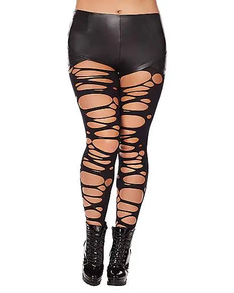 Spirit Halloween Black Punk Tattered Tights 4 Spirit Halloween Black Punk Tattered Tights - Image 2